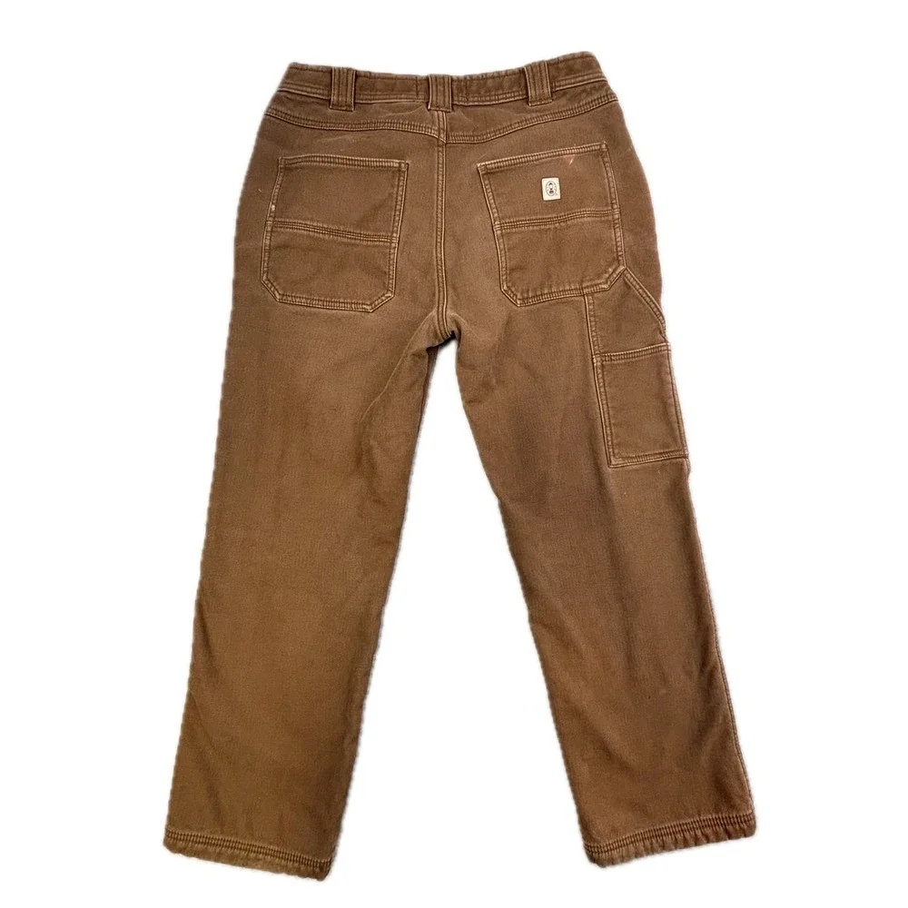 Coleman Mens Fleece Lined Canvas Carpenter‎ Work Pants Brown 32x30 Straight Leg